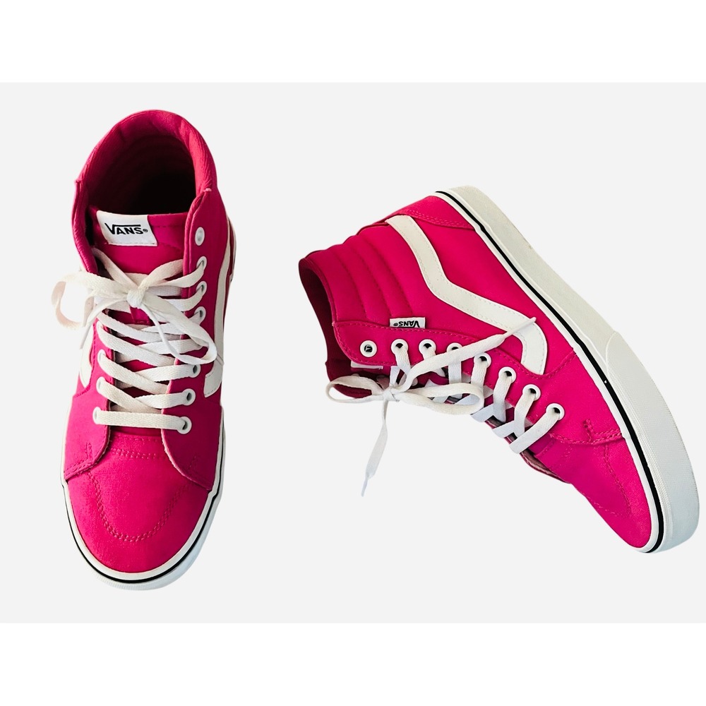 Vans High Top Sneakers Hot Pink Canvas Skate Shoes Women's Size 8.5